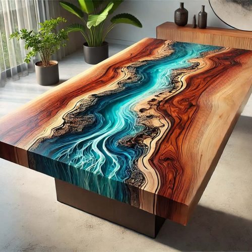 meja kayu resin