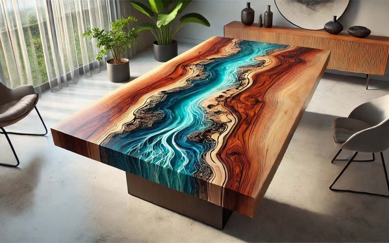 meja kayu resin