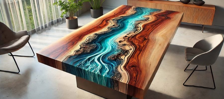 meja kayu resin